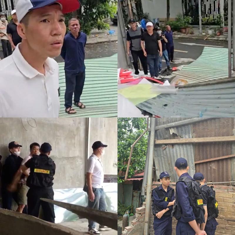 Công an TP Hà Nội xác định, nhóm đối tượng này là bảo vệ của Công ty cổ phần VIGEBA, chủ đầu tư dự án Khu đô thị TP Giao Lưu. Ảnh: Cao Sơn. bao-ve-cong-ty-vigeba-dap-pha-nha-dan-2